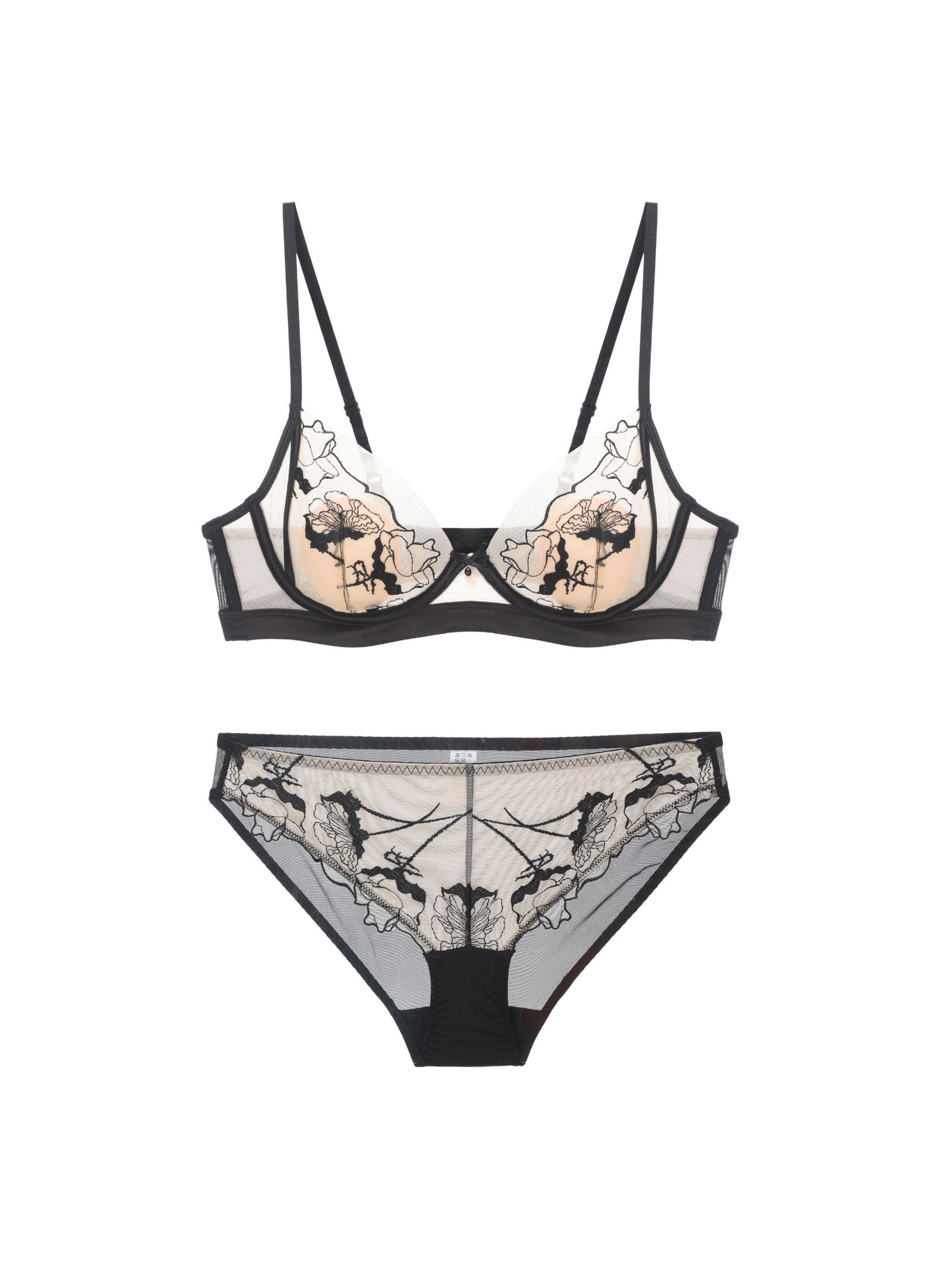 【A~D・ワイヤー入り】大人セクシー ローズ刺しゅうブラセット