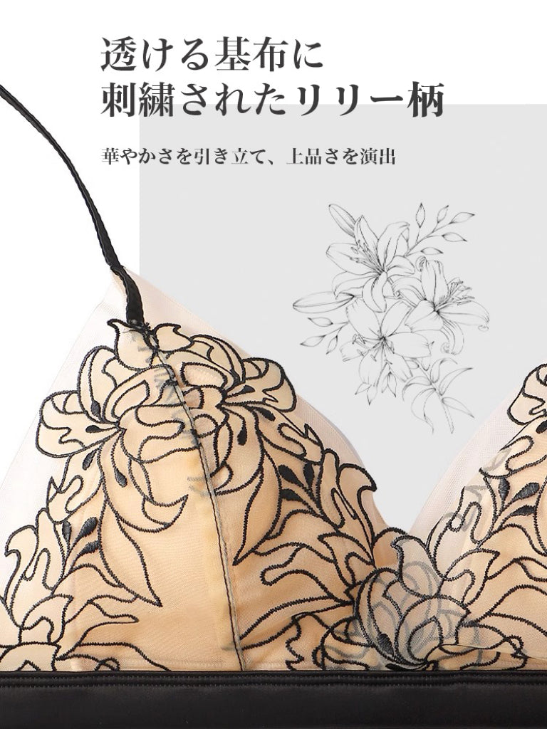 【エアリー・ノンワイヤー】三角カップ ブラセット セクシー