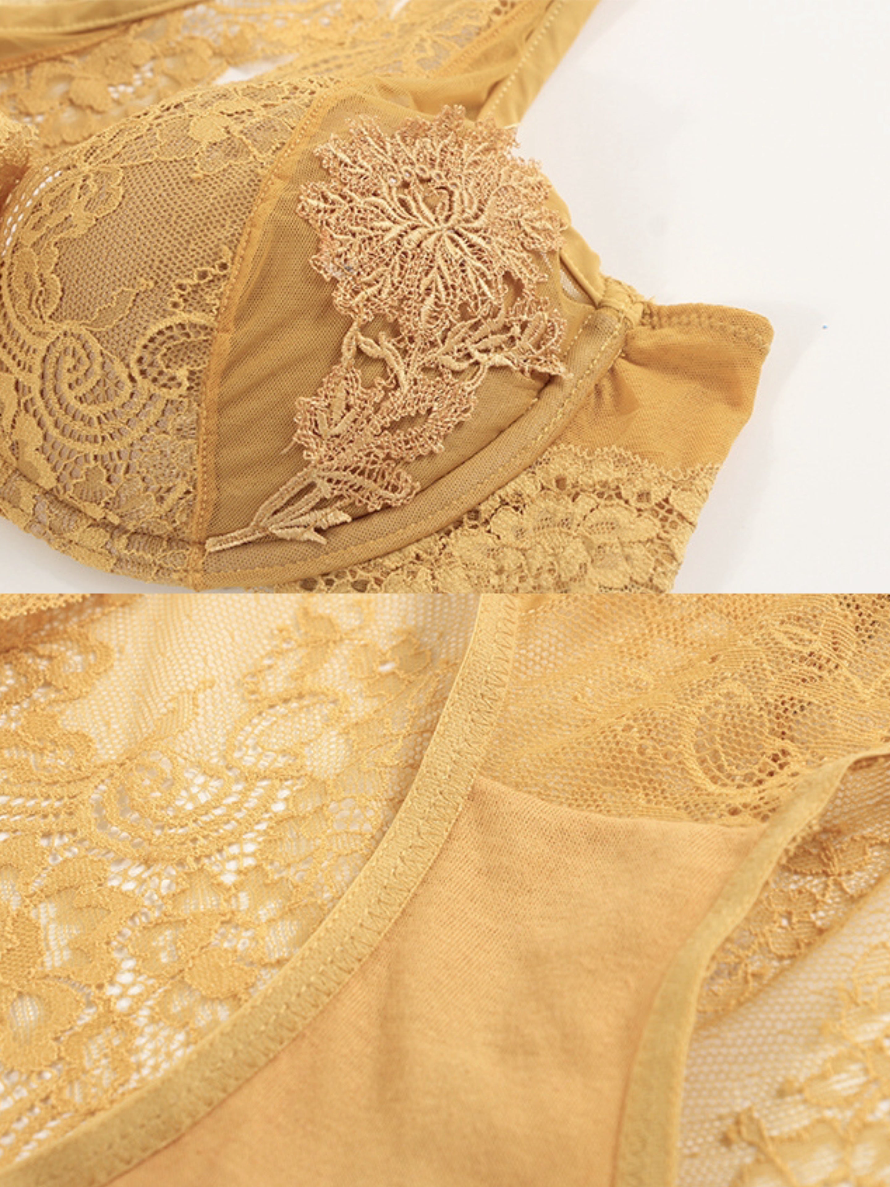 【ワイヤー入り】肩までレースブラ&ショーツ