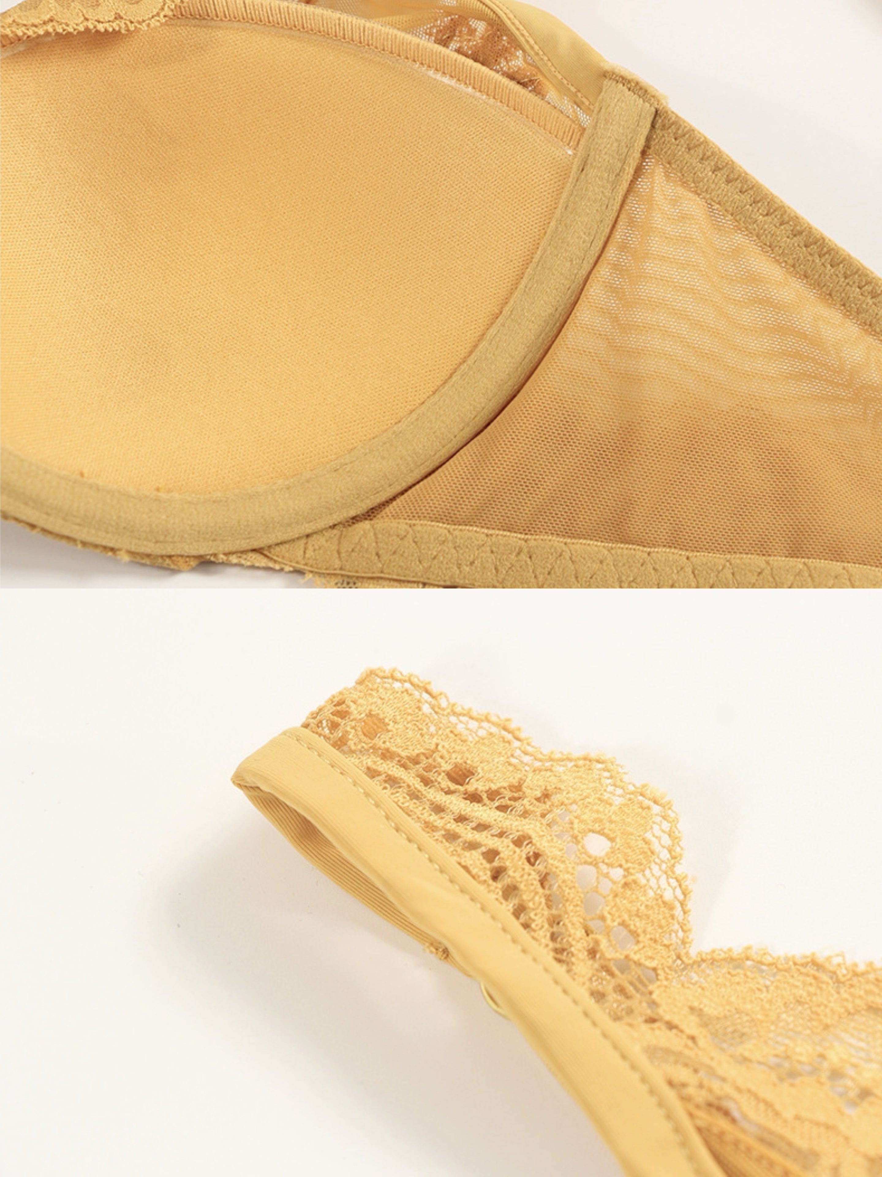 【ワイヤー入り】肩までレースブラ&ショーツ