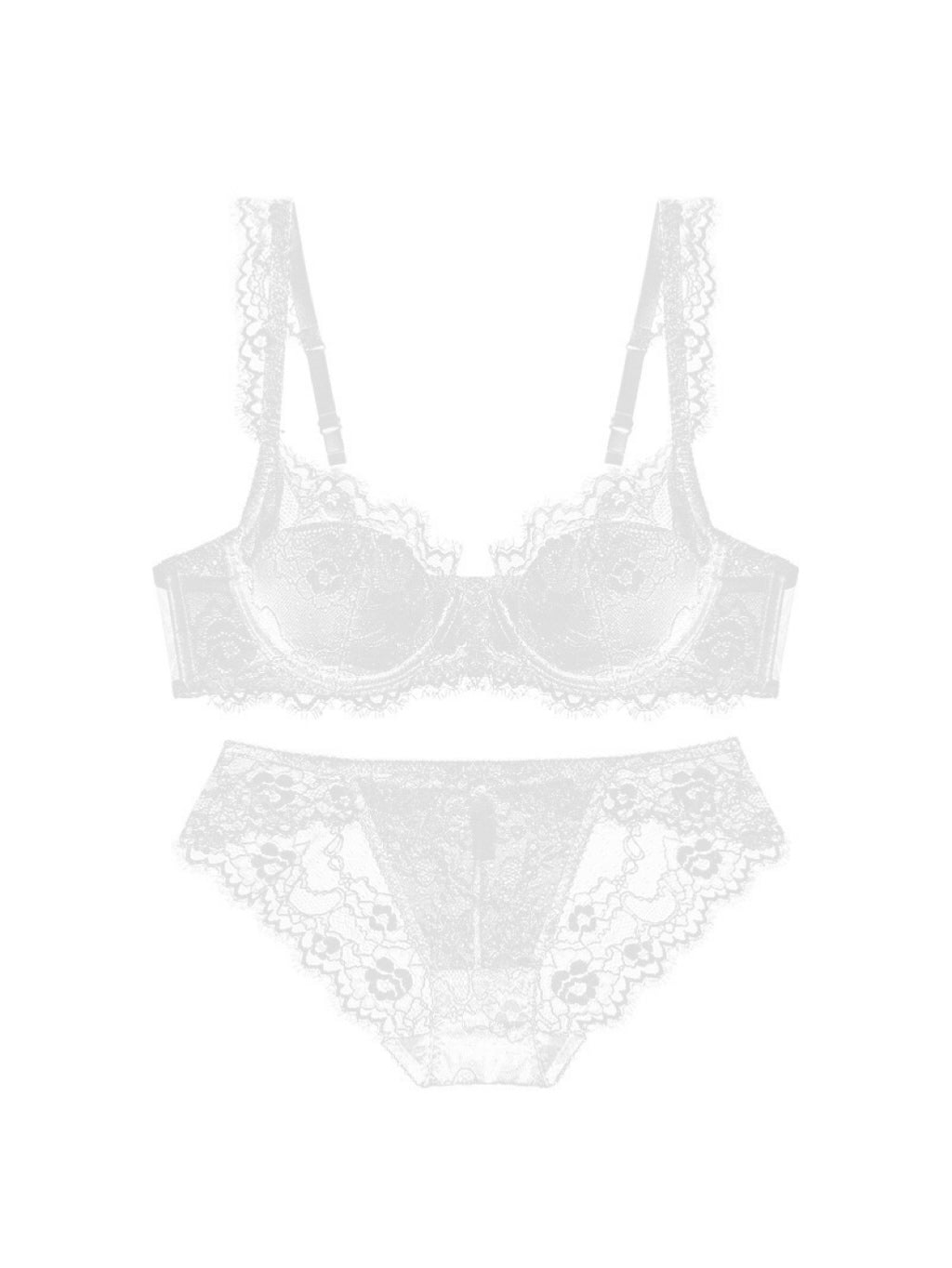 【エアリー】柔らかい総レースブラ&ショーツセット