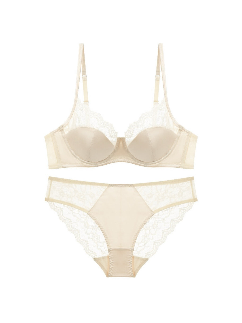 【エアリー】総レースブラ&ショーツ ソフトワイヤー
