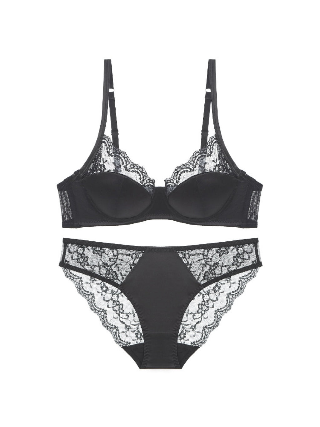 【エアリー】総レースブラ&ショーツ ソフトワイヤー