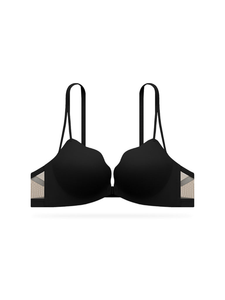 【ノンワイヤー】フロントホックブラジャー 自胸で谷間メイク