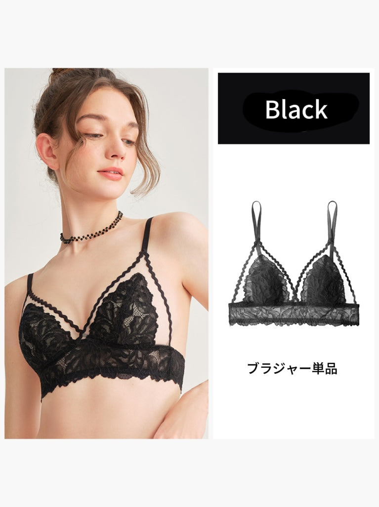 【エアリー・ノンワイヤー】配色ブラジャー&ショーツ