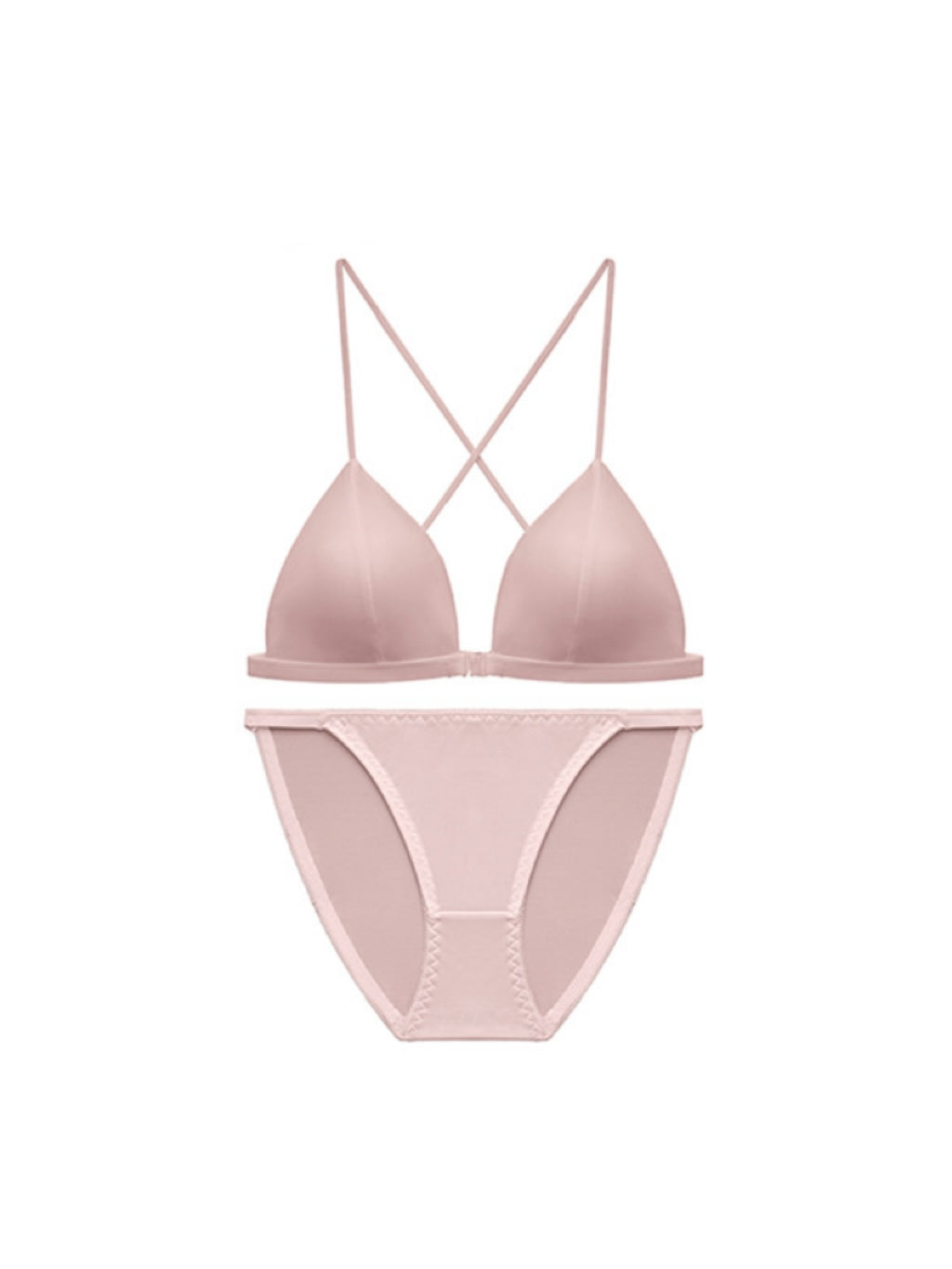 【ノンワイヤー】フロントホック 三角ブラジャー&ショーツ アンダー長さ調整可能