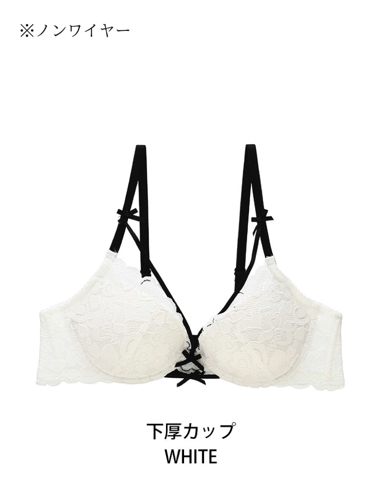【ノンワイヤー】ハートモチーフ LOVELY総レース ブラ&ショーツセット
