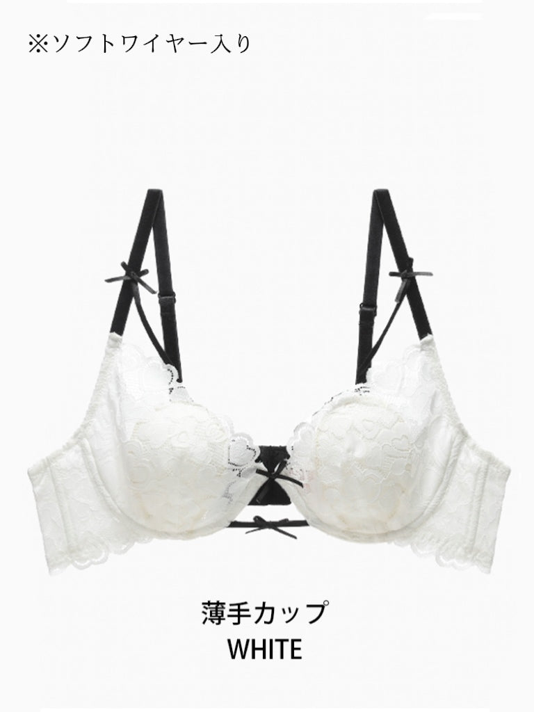 【ノンワイヤー】ハートモチーフ LOVELY総レース ブラ&ショーツセット