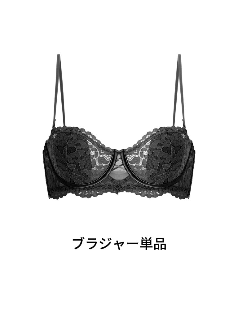 【ズレにくい・ワイヤー入り】ストラップレス 総レースブラ&ショーツ