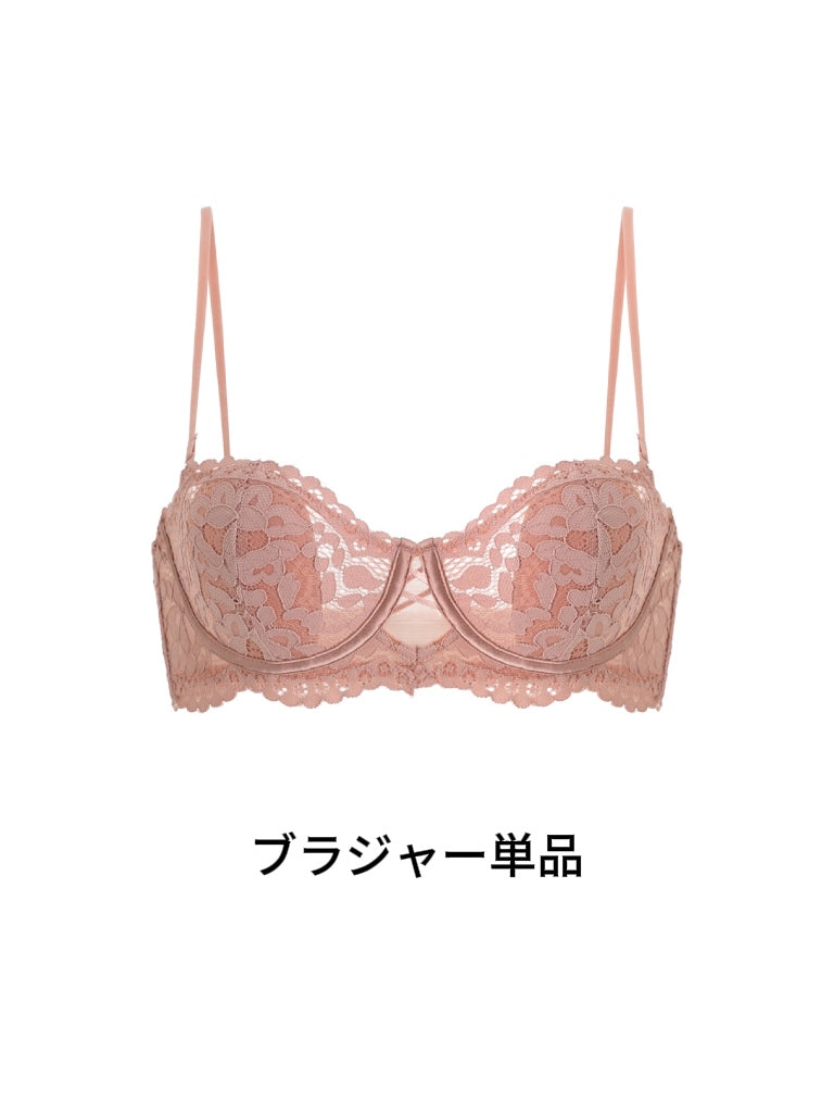 【ズレにくい・ワイヤー入り】ストラップレス 総レースブラ&ショーツ