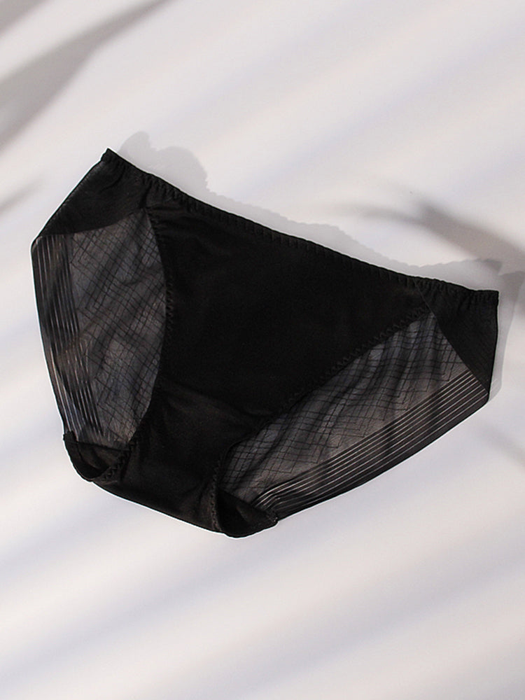 透け感 レーストリム メッシュショーツ クロッチ100%マルベリーシルク