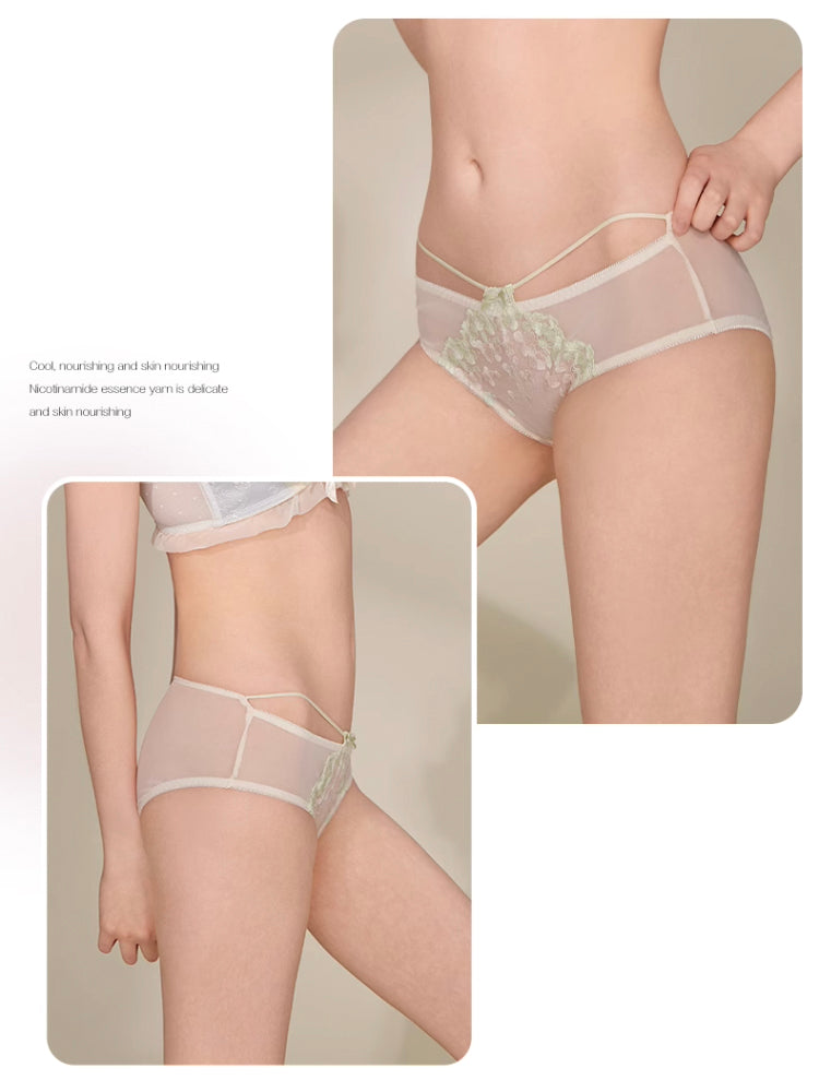 【在庫処分】刺繍レース可愛い花柄 ショーツ&ブラジャー