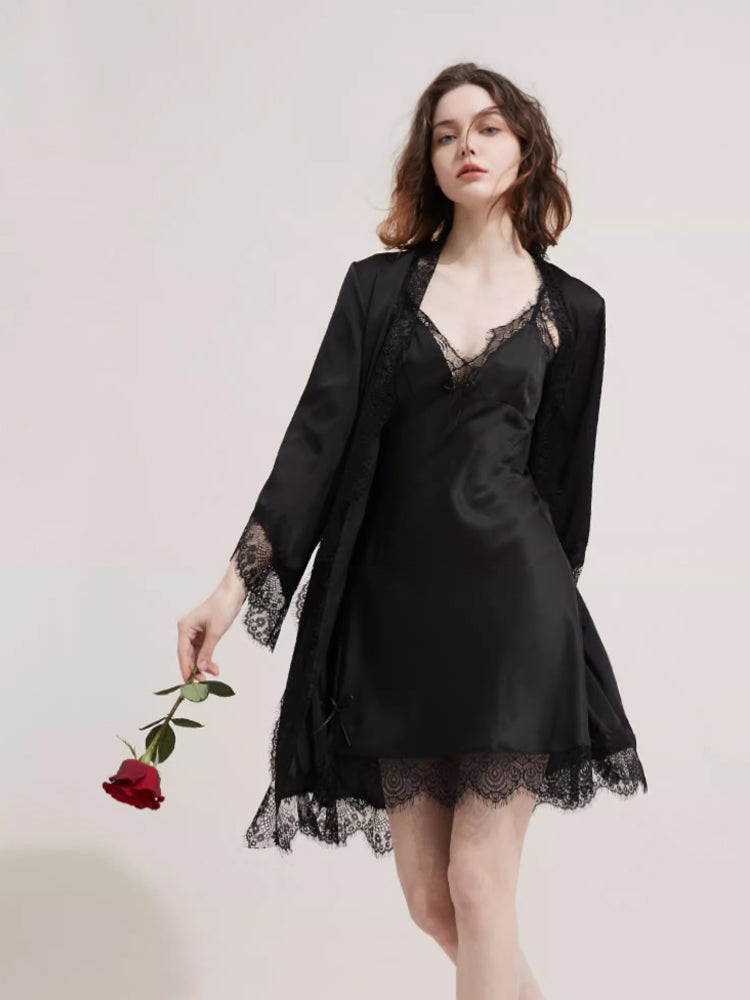 【キャミワンピ】大人セクシー レース飾りキャミワンピ