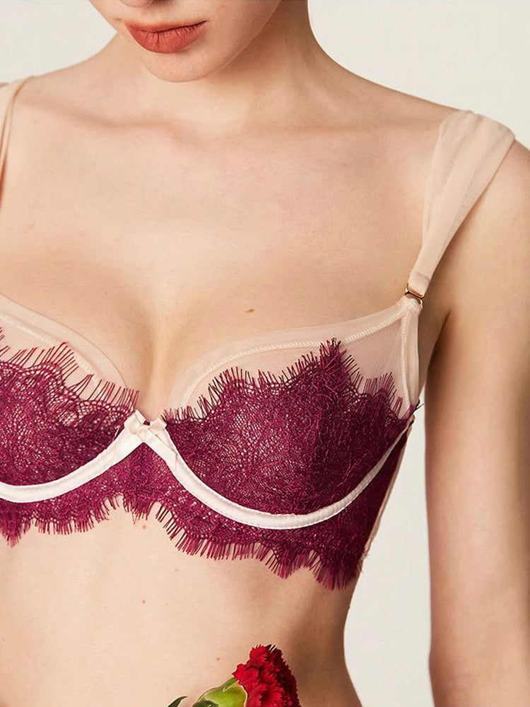 【ワイヤー入り】レースデザイン 軽い セクシーノンパテッド ブラジャー