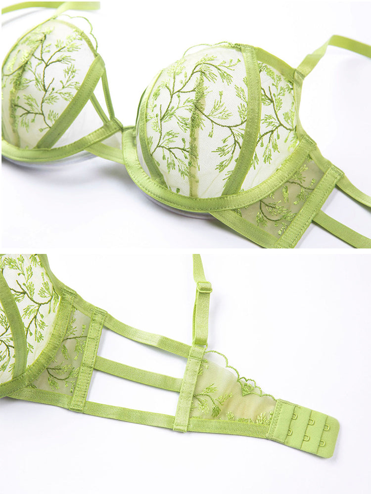 【ワイヤー入り】フランススタイル 薄手通気性よく ノンパテッド ブラ&ショーツセット