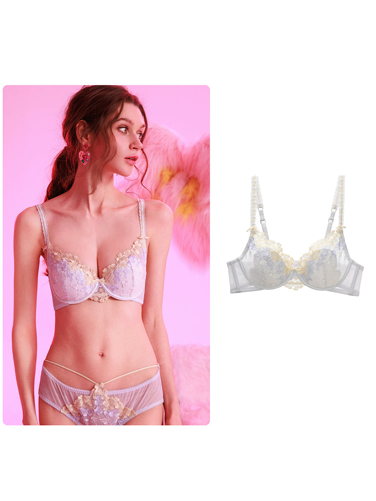 【在庫処分】刺繍レース可愛い花柄 ショーツ&ブラジャー