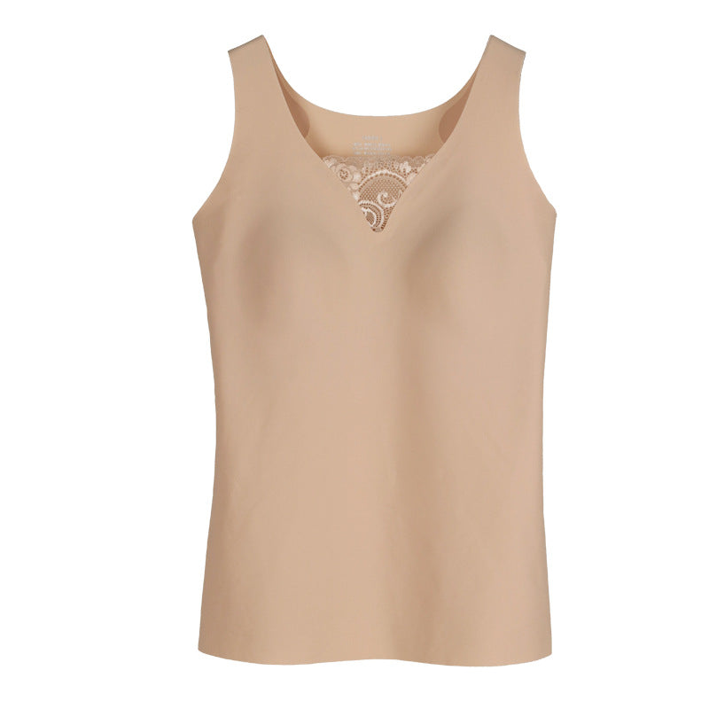 【在庫処分・ノンワイヤー】レース付きブラトップ