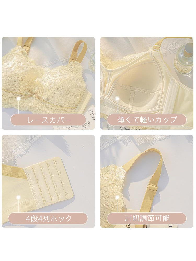 【在庫処分・ノンワイヤー】とことん小さく見せる!純欲総レースブラ