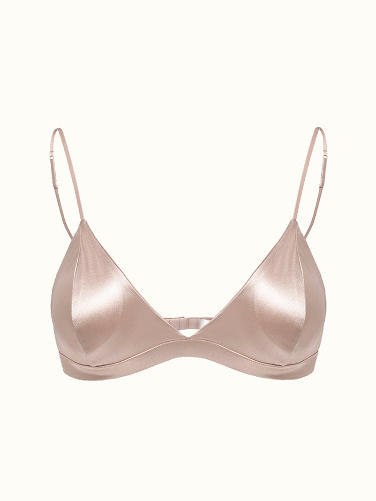 【ノンワイヤー】光沢三角カップ シルクブラ