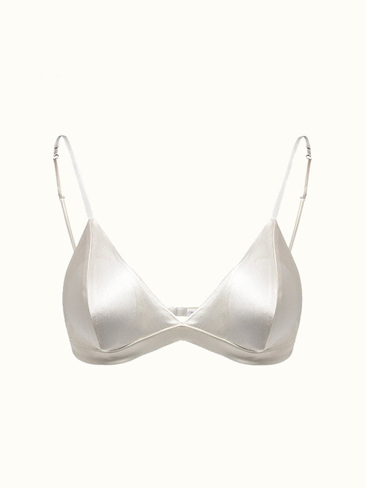 【ノンワイヤー】光沢三角カップ シルクブラ