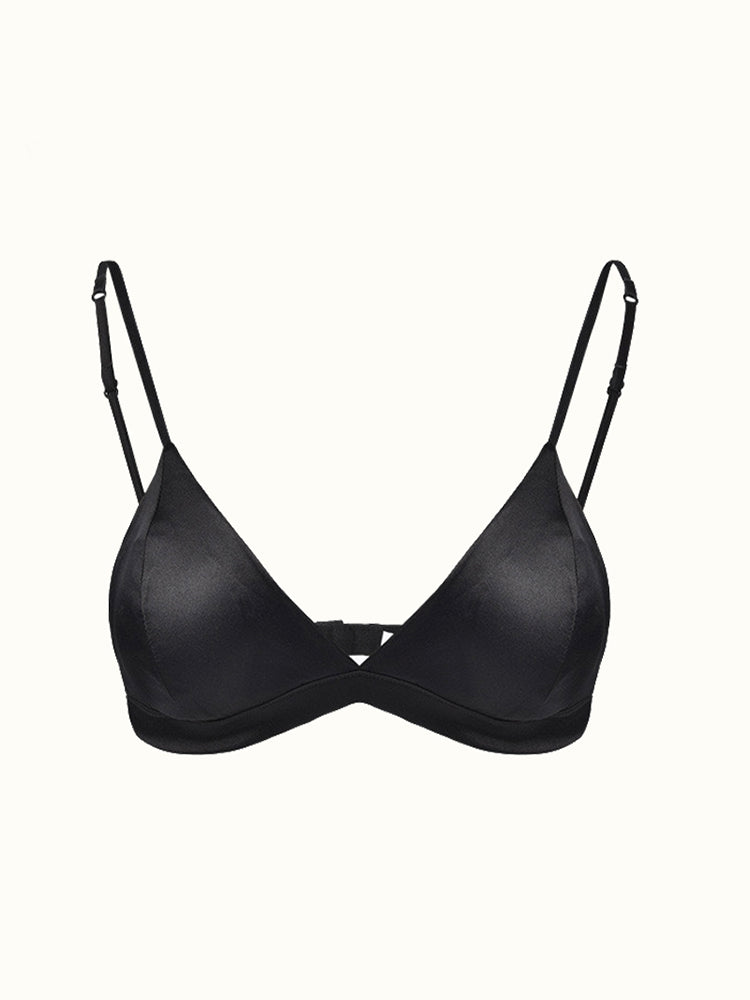 【ノンワイヤー】光沢三角カップ シルクブラ