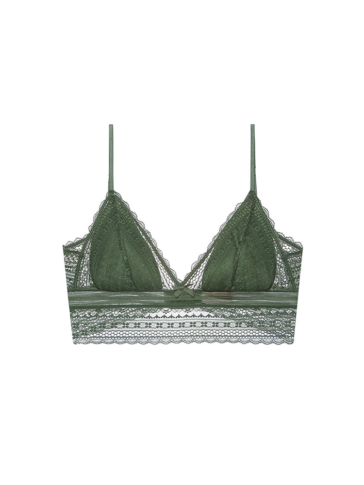 【ノンワイヤー】Vネック 総レースブラセット