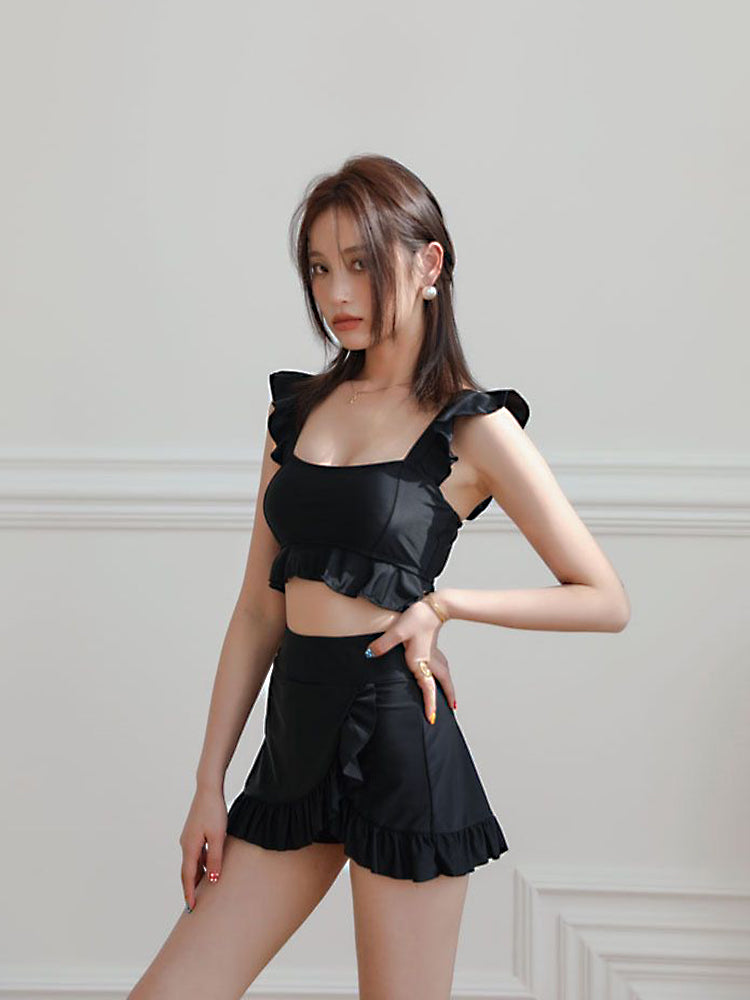 【ノンワイヤー】上下ともフリルデザイン水着セット