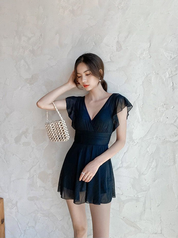 【ノンワイヤー】シアーワンピース付き お洋服っぽい水着