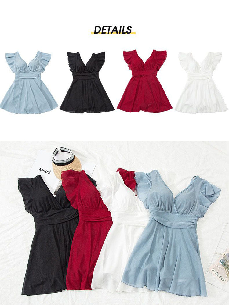 【ノンワイヤー】シアーワンピース付き お洋服っぽい水着