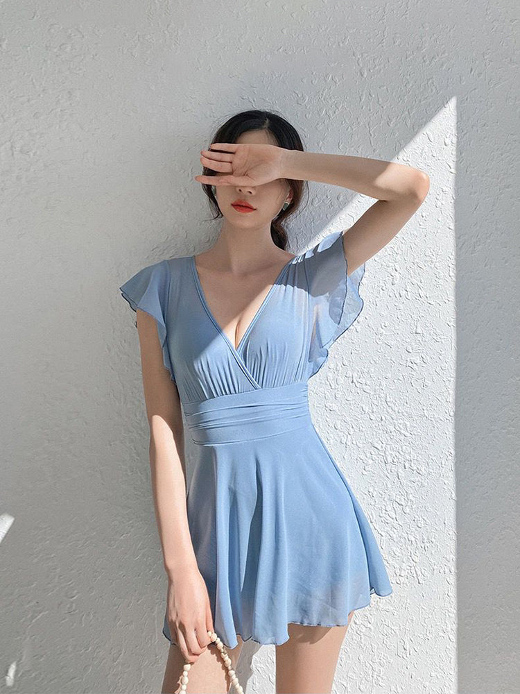 【ノンワイヤー】シアーワンピース付き お洋服っぽい水着