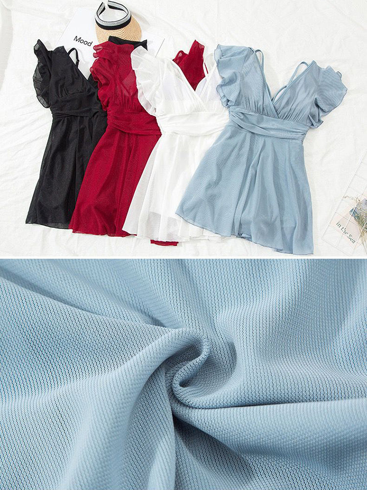 【ノンワイヤー】シアーワンピース付き お洋服っぽい水着