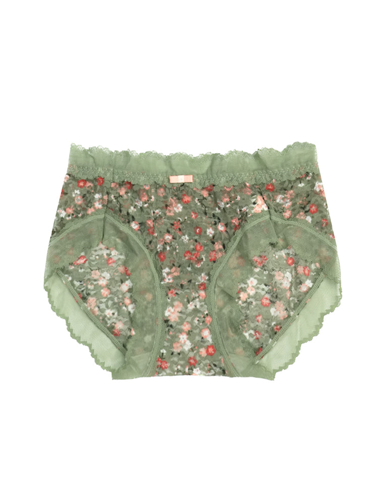 花柄 総レースショーツ はきこみ丈ふつう