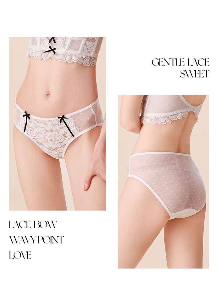 【ノンワイヤー】ハートモチーフ LOVELY総レース ブラ&ショーツセット