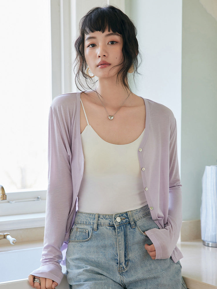 【優しい肌触り】ライセル繊維 カーディガン（長袖）