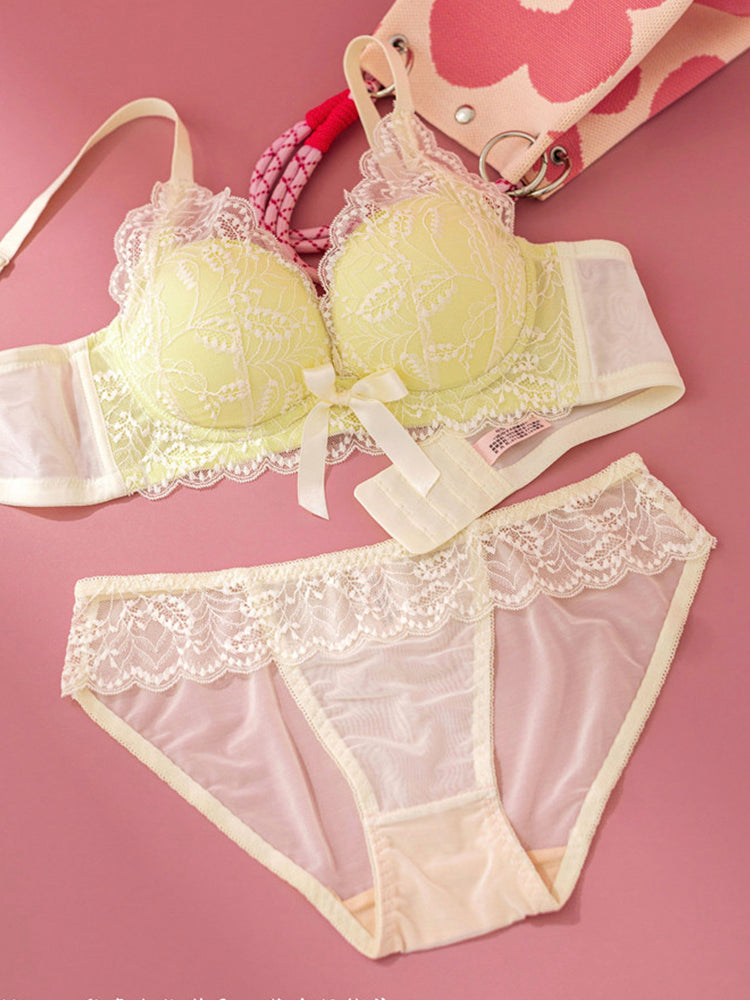【Good Shape】甘い配色 ワイヤーなし盛れる ブラ＆ショーツ