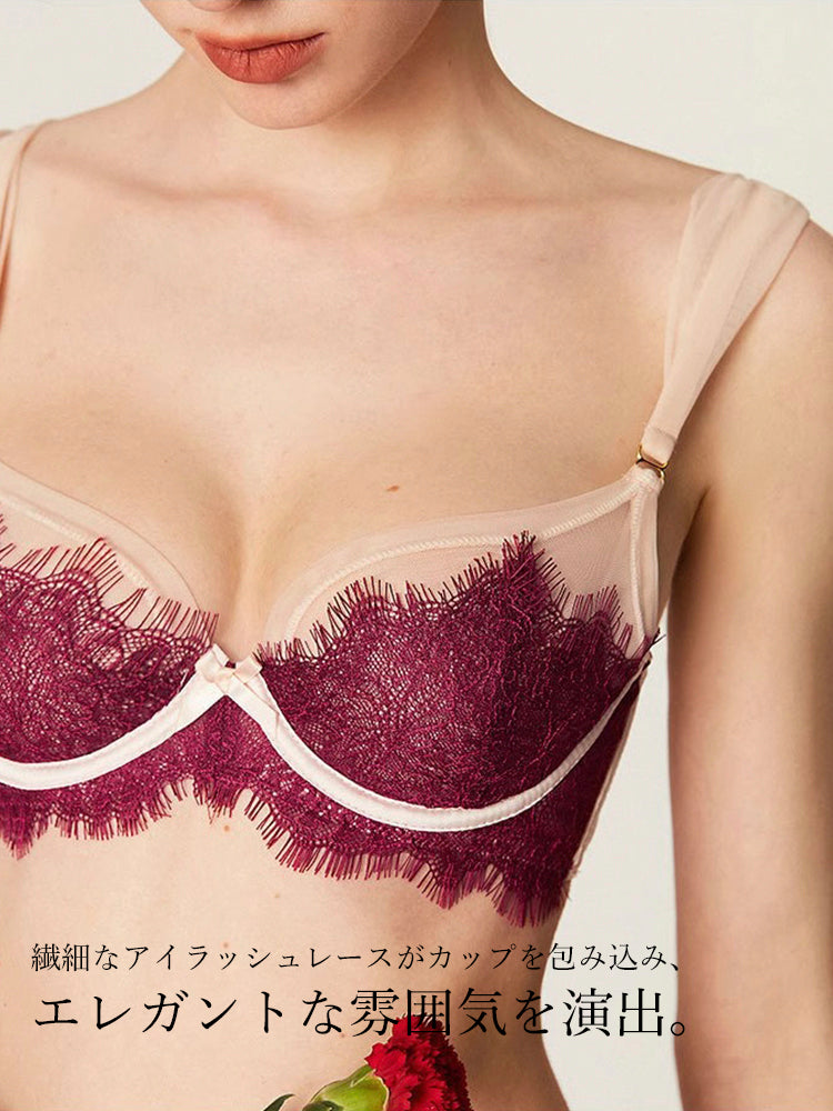 【ワイヤー入り】レースデザイン 軽い セクシーノンパテッド ブラジャー