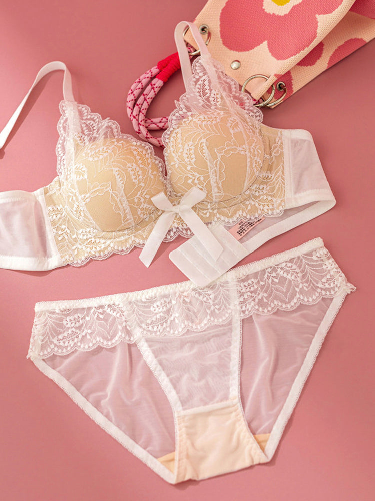 【Good Shape】甘い配色 ワイヤーなし盛れる ブラ＆ショーツ