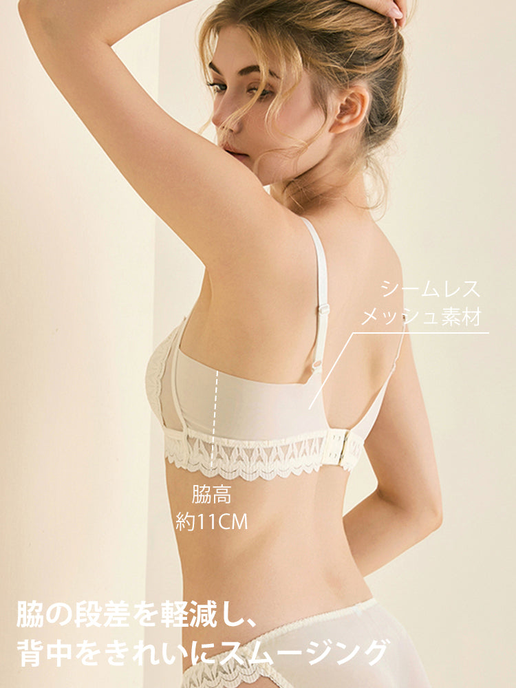 【ノンワイヤー】大人可愛い花柄総レースブラ＆ショーツ