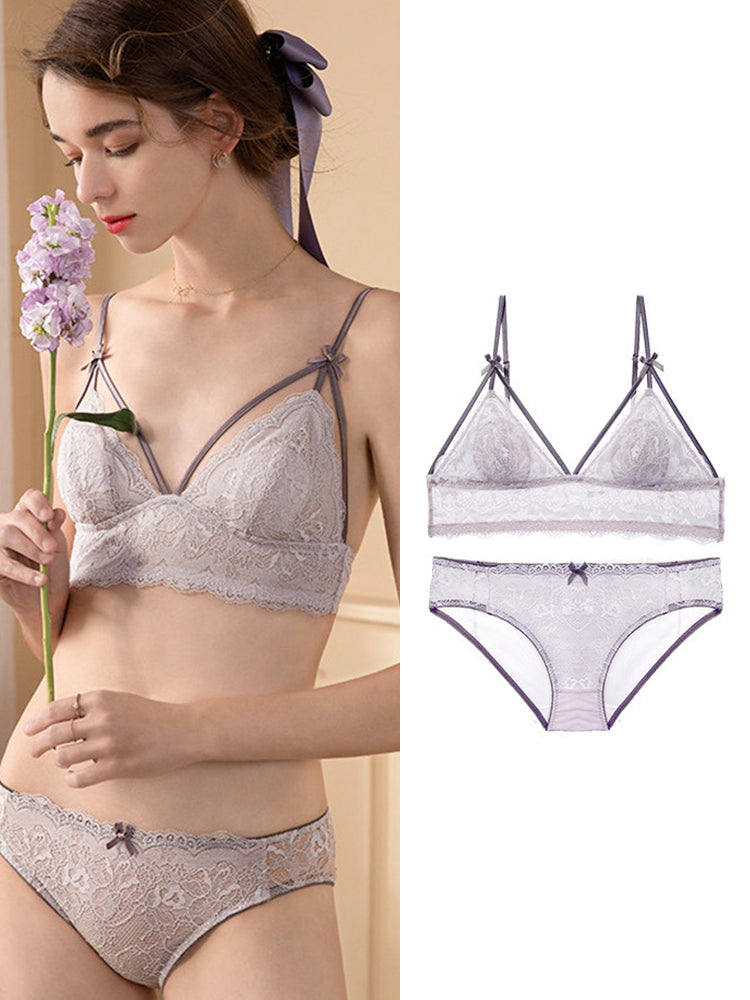 【Likewillow Series】配色総レース ブラ＆ショーツ