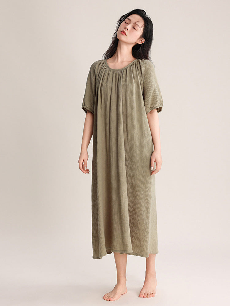 【コットン100％】ダブルガーゼ ワンピースルームウェア