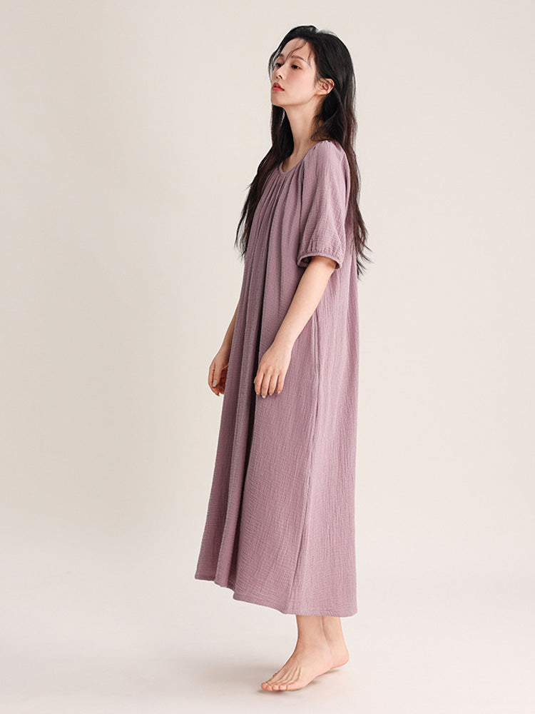 【コットン100％】ダブルガーゼ ワンピースルームウェア