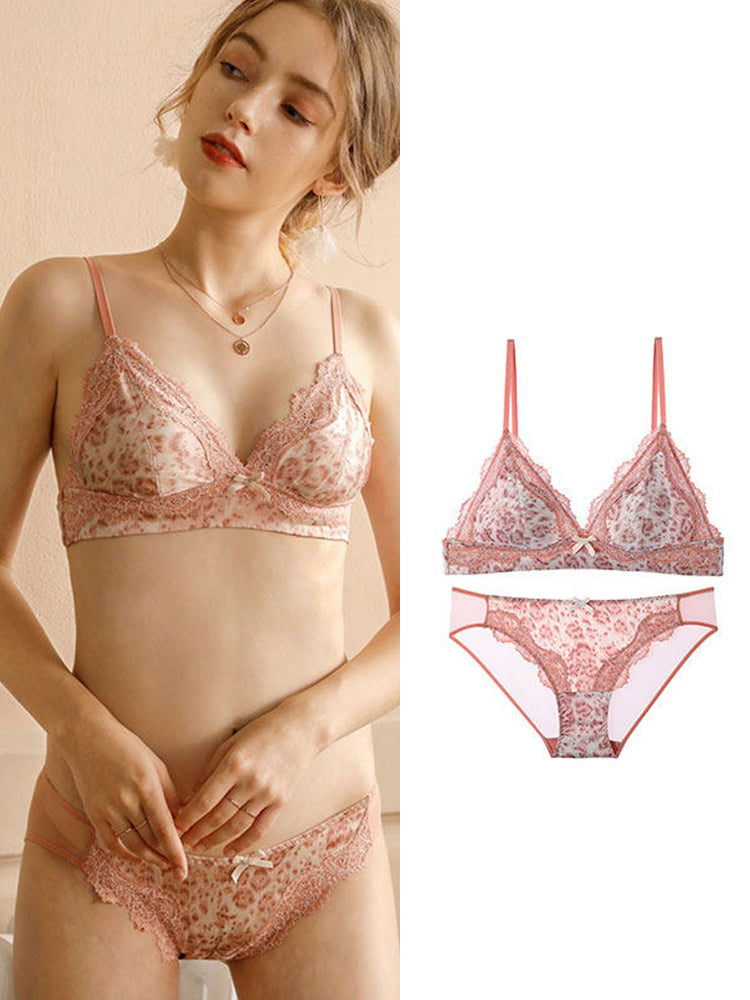 【Likewillow Series】ヒョウ柄レース ブラ＆ショーツ