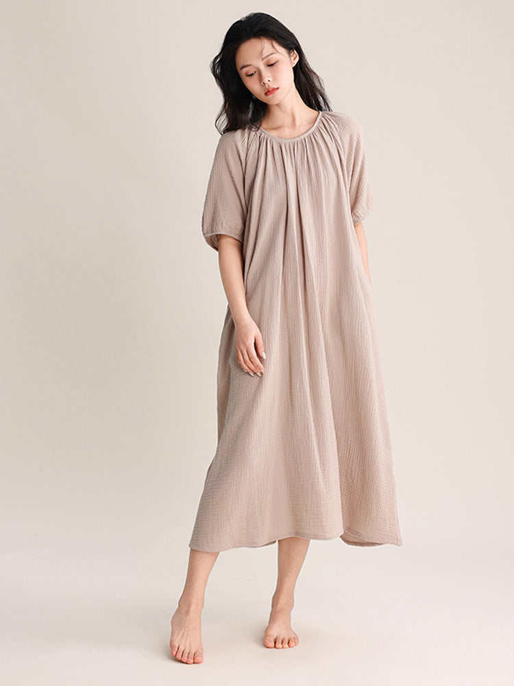 【コットン100％】ダブルガーゼ ワンピースルームウェア