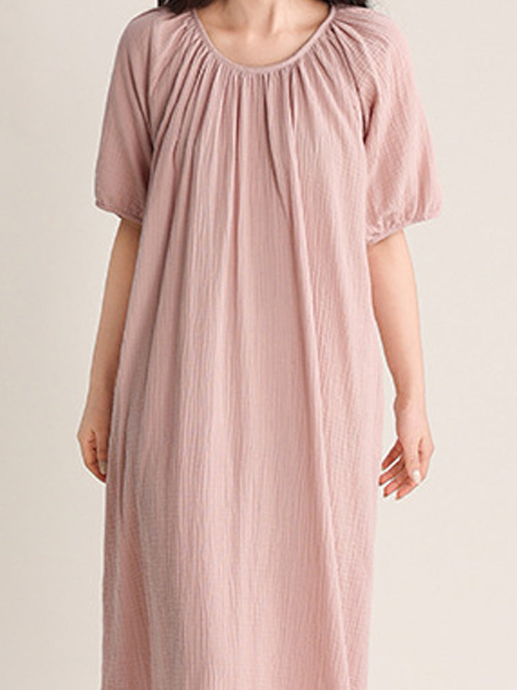 【コットン100％】ダブルガーゼ ワンピースルームウェア