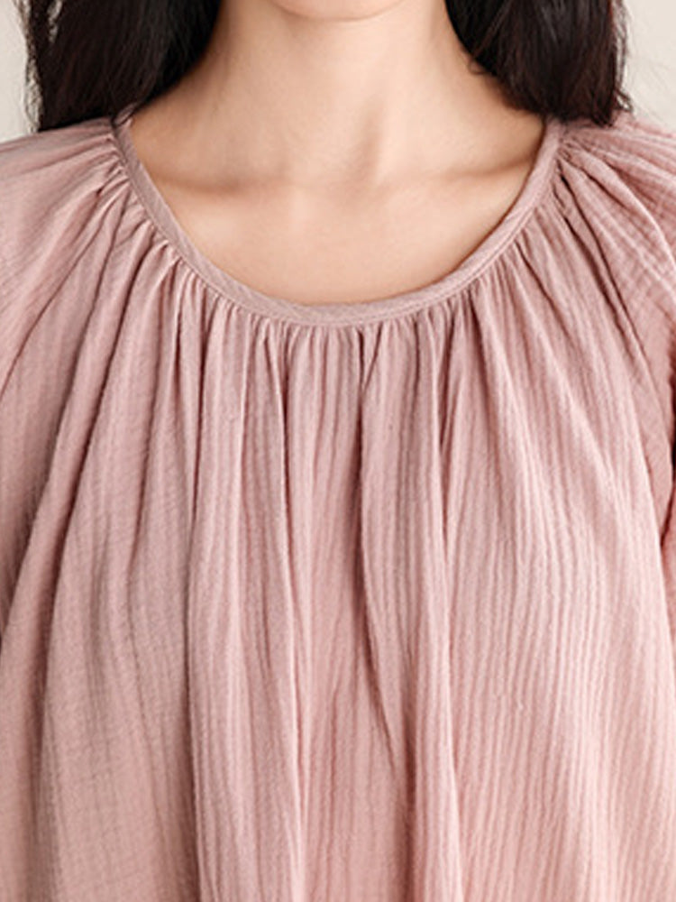 【コットン100％】ダブルガーゼ ワンピースルームウェア