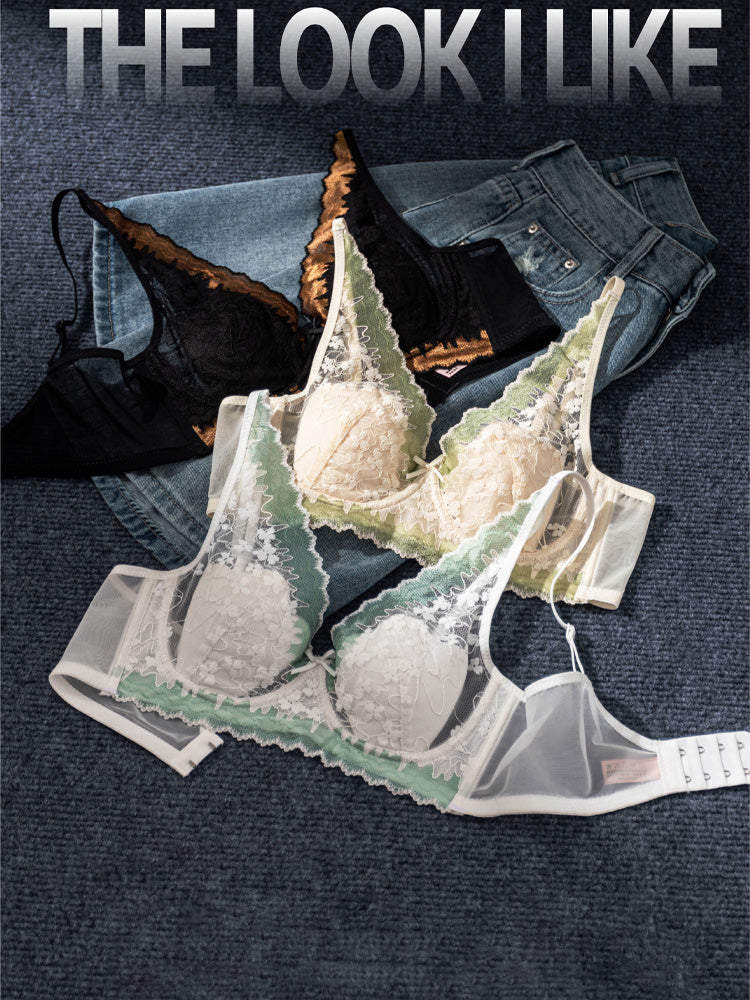 【Airy Series】薄手カップ 総レースブラ＆ショーツ