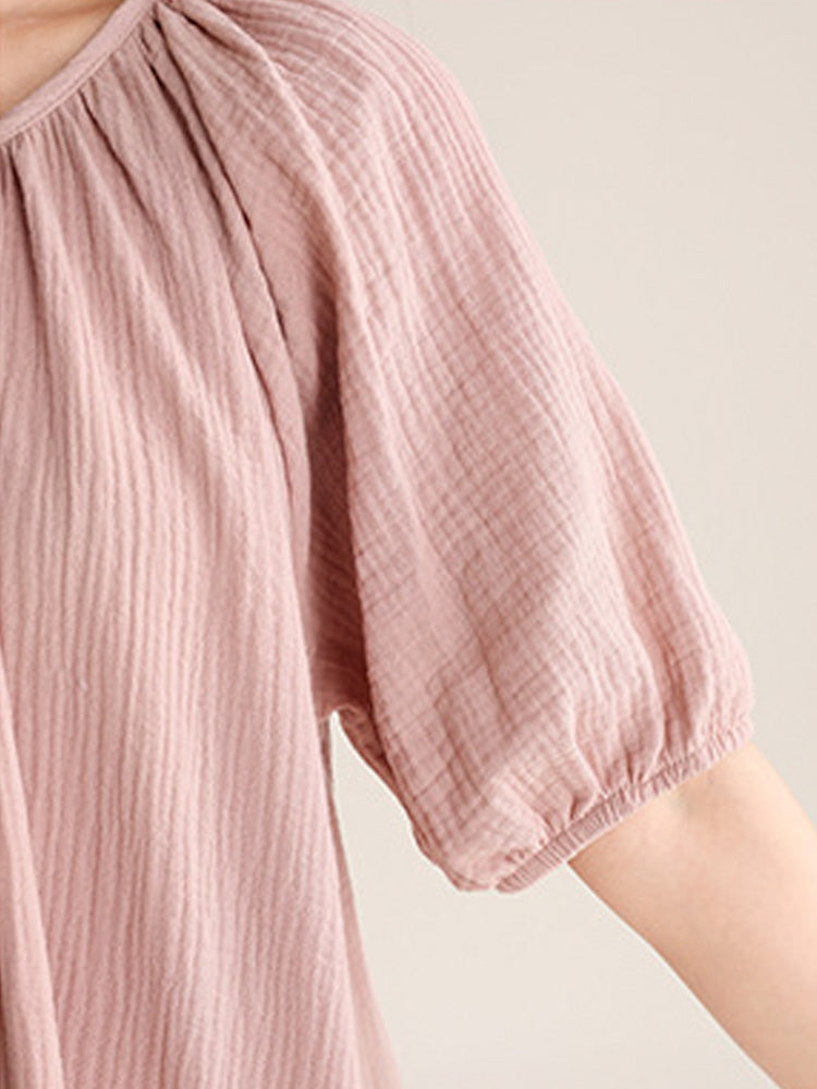 【コットン100％】ダブルガーゼ ワンピースルームウェア
