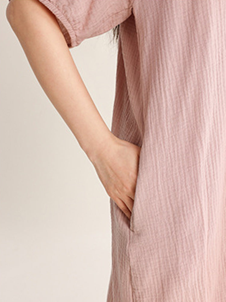 【コットン100％】ダブルガーゼ ワンピースルームウェア