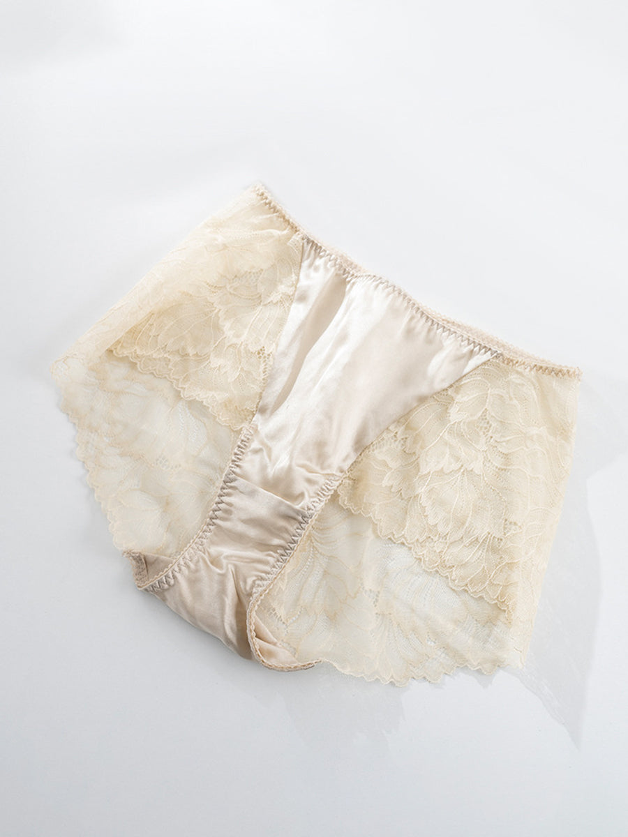 【Silky Comfort】花柄レース 柔らかフィットショーツ