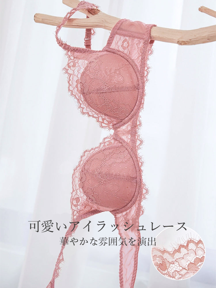 【エアリー】柔らかい総レースブラ＆ショーツセット